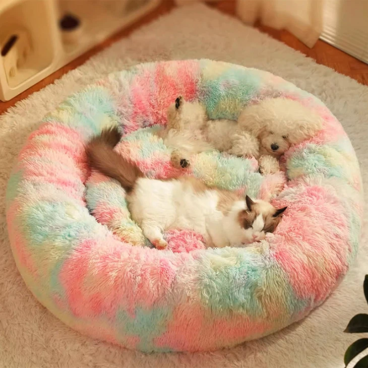 Colorful Plush Dog Bed